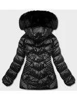 Čierna dámska krátka bunda pre prechod (B8069-1)