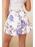 Dámské viskózové šortky s květinovým vzorem se zavazováním v pase fialové