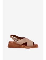 Dámské Sandály Na Klínu Z Eko Kůže Béžové model 21692856 - Boto Dámské Sandály Na Klínu Z Eko Kůže Béžové model 21692856 - Boto