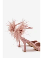 Lodičky na podpatku s peřím špinavě růžové Caelina Lodičky na podpatku s peřím špinavě růžové Caelina