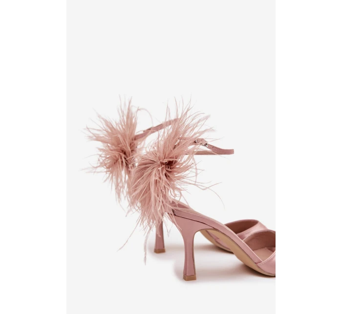 Lodičky na podpatku s peřím špinavě růžové Caelina Lodičky na podpatku s peřím špinavě růžové Caelina