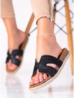 Štýlové nazúvaky čierne dámske bez podpätku Štýlové nazúvaky čierne dámske bez podpätku