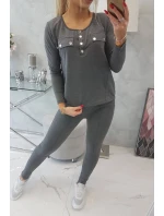 Súprava s gombíkovým výstrihom grafitová