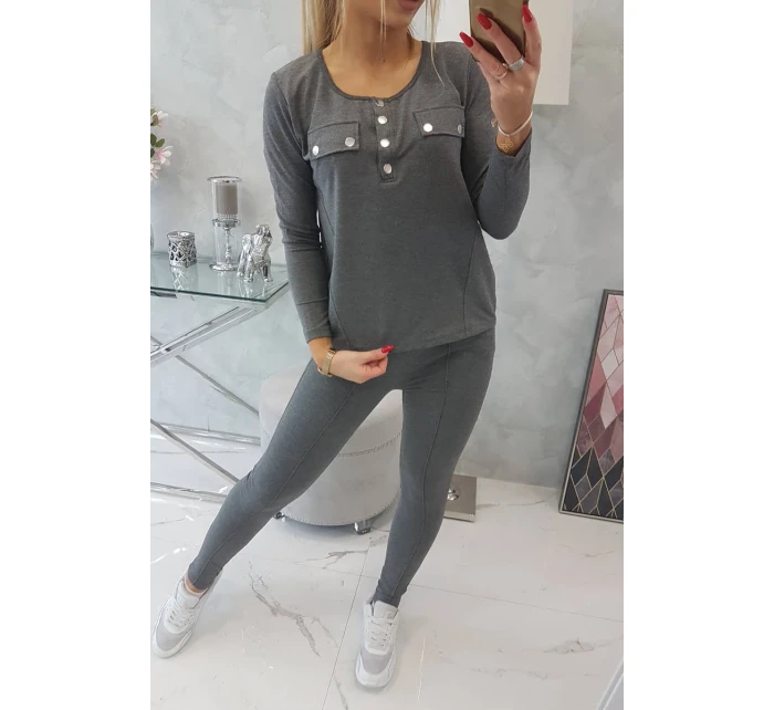 Súprava s gombíkovým výstrihom grafitová