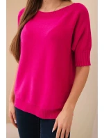 Dámský svetr z viskózy s krátkým rukávem fuchsie
