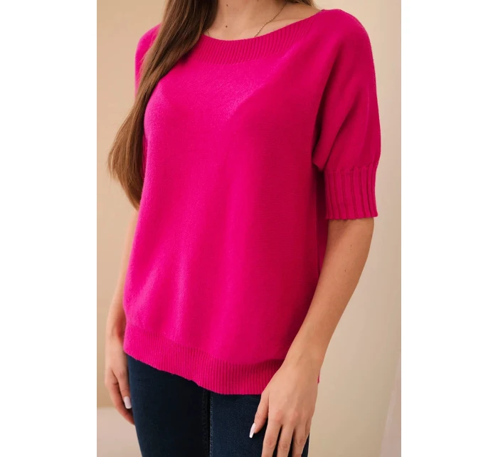 Dámský svetr z viskózy s krátkým rukávem fuchsie