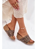Kožené Dámské Pantofle Na Podpatku Leopardí model 21698620 - Zazoo