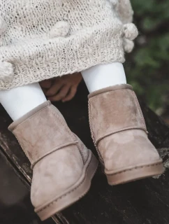 Dětské Teplé Sněhule Semišové Světle béžové Gooby