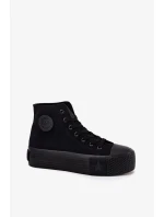 Dámske plátenné tenisky na platforme Big Star - čierne Dámske plátenné tenisky na platforme Big Star - čierne