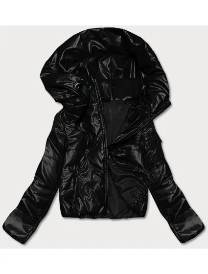 Krátka čierna dámska bunda (B8138-1)