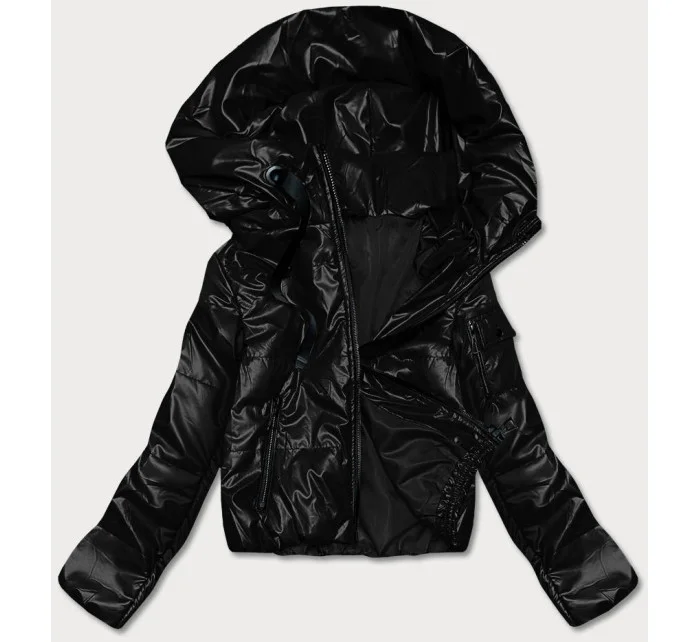 Krátka čierna dámska bunda (B8138-1)