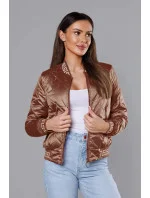 Dámska bunda typu "bomber" v karamelovej farbe (B8123-14) Dámska bunda typu "bomber" v karamelovej farbe (B8123-14)