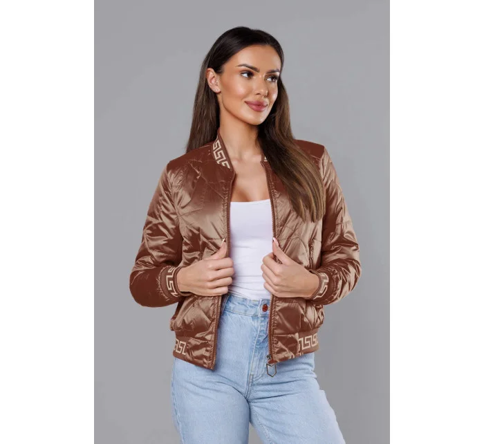 Dámska bunda typu "bomber" v karamelovej farbe (B8123-14) Dámska bunda typu "bomber" v karamelovej farbe (B8123-14)