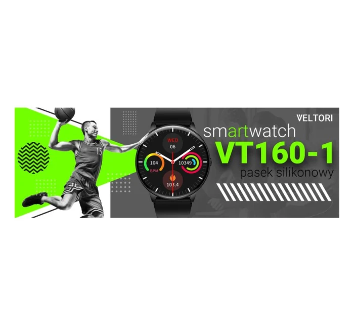 VELTORI VT160-1 Smartwatch Čierny silikónový remienok