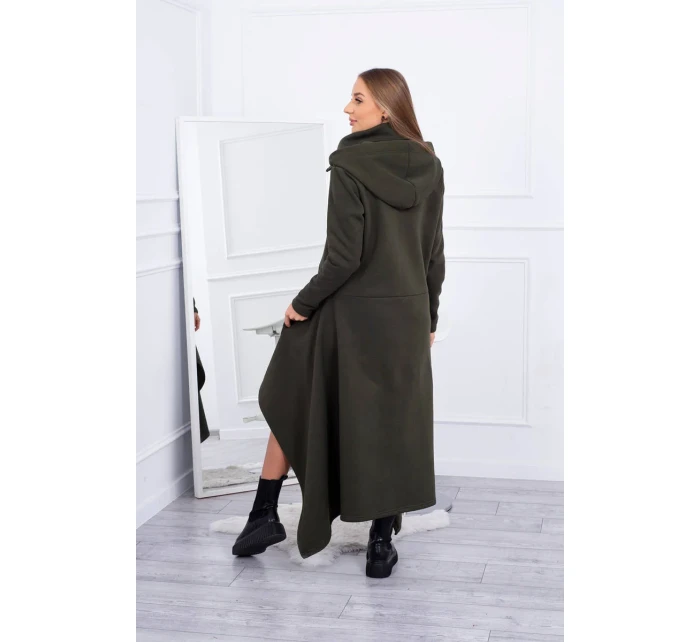 Zateplené šaty s dlhšími bokmi khaki