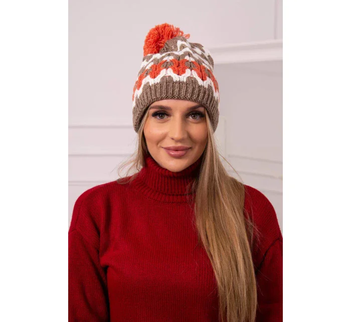 Dámska čiapka Laila K283 dark beige+ecru