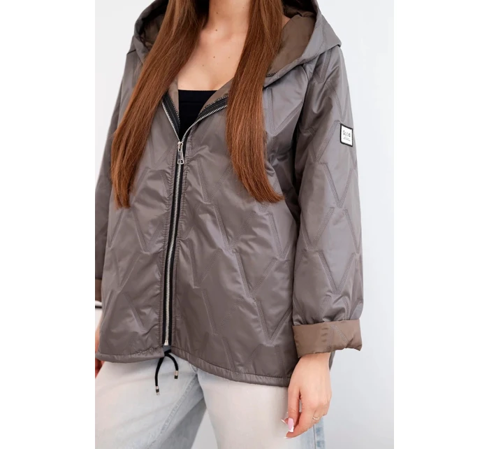 Dámska jarná prešívaná bunda s kapucňou a zipsom Fango