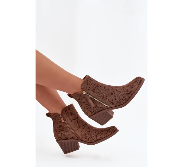 Dámské boty na podpatku model 21713523 hnědé - S.Barski