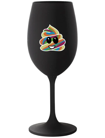 DUHOVÉ VESELÉ EE - čierny pohár na víno 350 ml