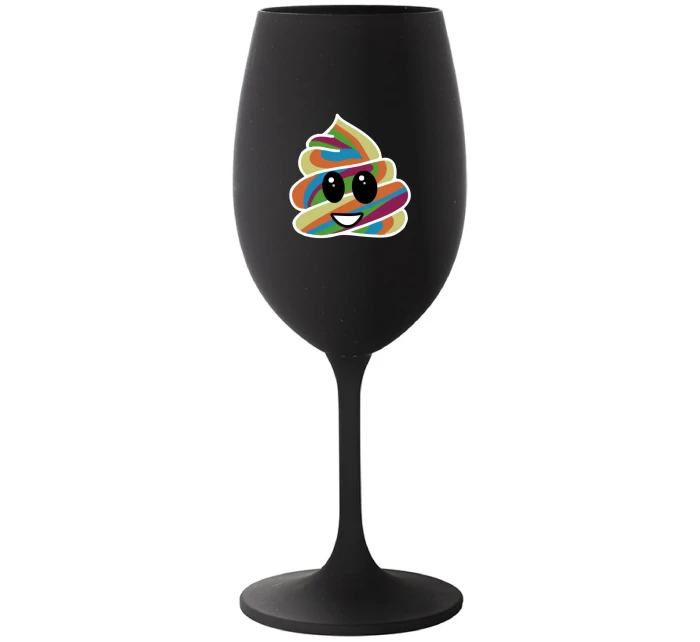 DUHOVÉ VESELÉ EE - čierny pohár na víno 350 ml