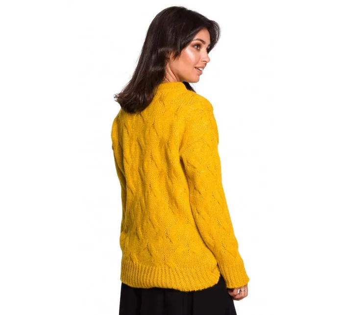 Dámský svetr model 19344948 Hořčicová - BeWear Dámský svetr model 19344948 Hořčicová - BeWear