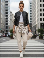 Dámska kožená bunda čierna FashionStreet TY5539