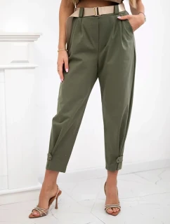 Letné nohavice Punto so zapínaním na gombíky khaki