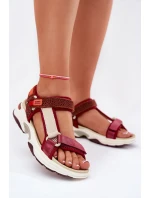 Dámské sandály na suchý zip model 21694713 bordové - D.Franklin