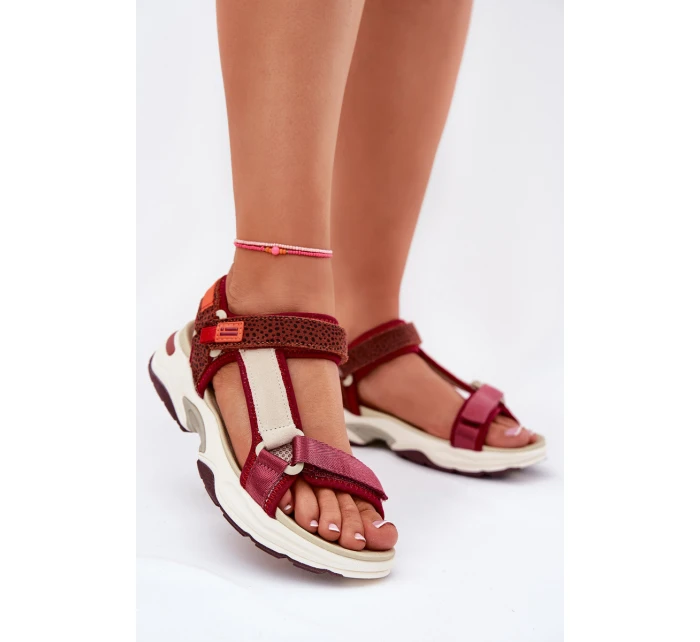Dámské sandály na suchý zip model 21694713 bordové - D.Franklin