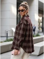 Dámska kockovaná košeľa s rozstrapkanými okrajmi bordová FashionStreet DY0484