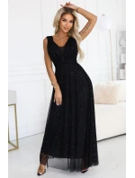 Večerní dlouhé šaty s a hlubokým výstřihem černé model 21422851 - numoco basic Večerní dlouhé šaty s a hlubokým výstřihem černé model 21422851 - numoco basic