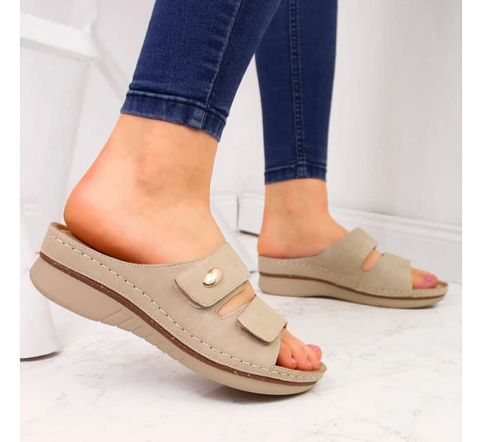 Žabky na suchý zips eVento W EVE224B beige