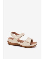 Pohodlné dámské sandály na suchý zip zlaté model 21694170 - EVENTO