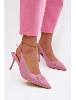 Sandály Podpatky Dámské S Ozdobným Detalem Růžové Lurella