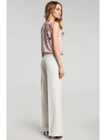 M378 Nohavice so širokými nohavicami - farba ecru