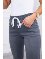 Džínsové nohavice s grafitovou šnúrkou