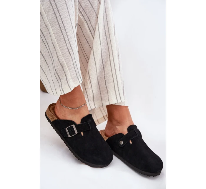 Dámske semišové papuče s prackou Big Star - čierne