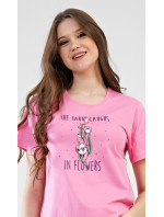 Dámska nočná košeľa s krátkym rukávom Flowers