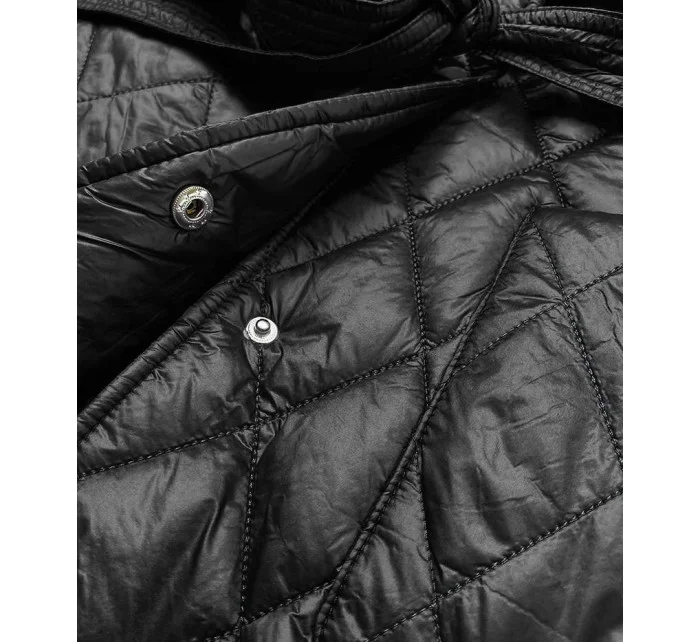 Čierna dámska vesta s golierom (JIN221)