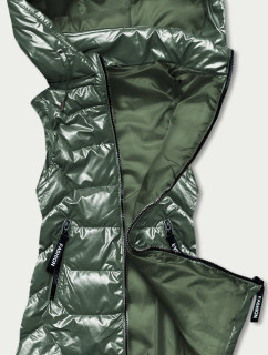 Lesklá zelená dámská vesta s kapucí model 17249734 - S'WEST