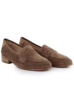 Ažurové semišové boty hnědé model 21944584 - Potocki