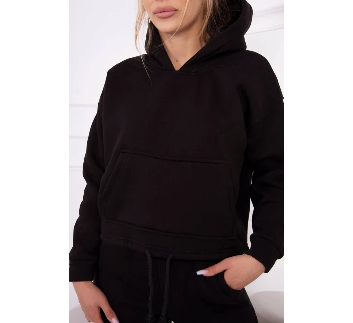 Zateplená souprava s mikinou model 18747965 ve spodní části černé barvy - K-Fashion Zateplená souprava s mikinou model 18747965 ve spodní části černé barvy - K-Fashion
