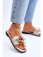 Klapki Z Ozdobnymi Koralikami S.Barski KV-2775-47 Nude