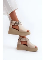 Kožené sandály na Beige model 21659891 - Zazoo