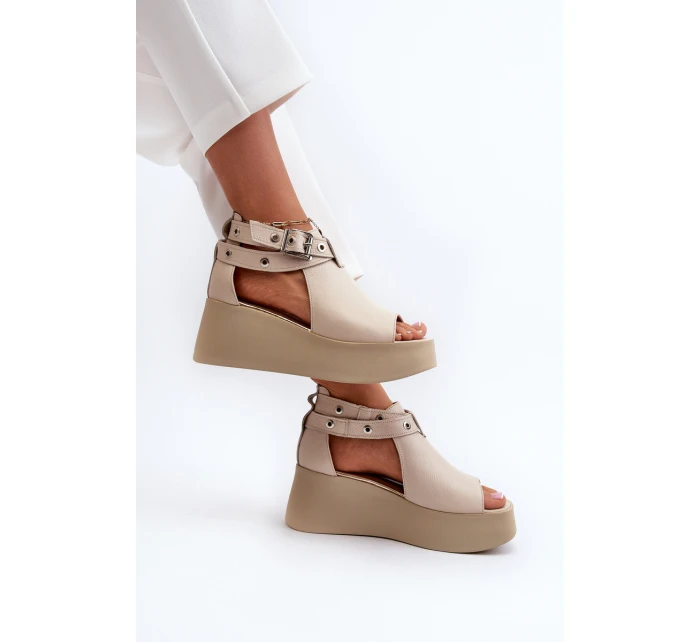 Kožené sandály na Beige model 21659891 - Zazoo