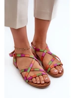 Płaskie Skórzane Sandały Damskie Maciejka 06635-39 Multikolor