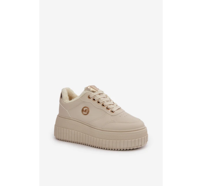 Sneakersy Dámské Sportovní Boty Zateplené Na Masivní Podešvi Béžové model 21668399 - Boto Sneakersy Dámské Sportovní Boty Zateplené Na Masivní Podešvi Béžové model 21668399 - Boto