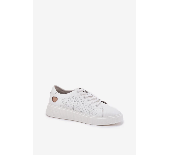 Dámské Kožené Tenisky Na Platformě model 21691898 Bílé - VINCEZA