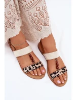 Płaskie Sandały Damskie Z Koralikami Panterka Beżowe Virona Płaskie Sandały Damskie Z Koralikami Panterka Beżowe Virona