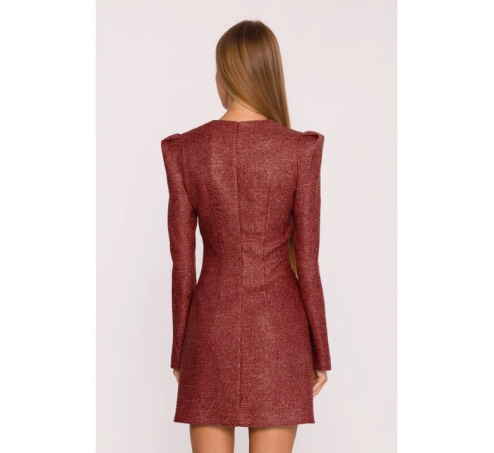 šaty s výstřihem do V bordó model 21295864 - Moe